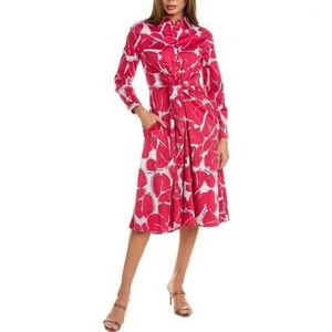 Nic + Zoe Pink Bold Petals Jessie Midi Tie Front Dress XL Bright Casual NWT